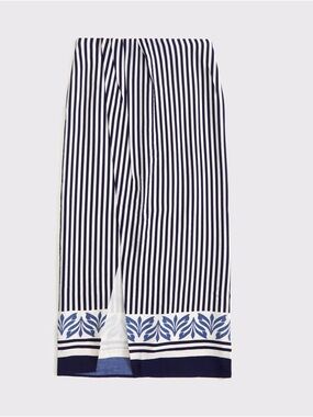 Abercrombie & Fitch Blue White Stripe Midi Skirt  Summer Coastal Style size L